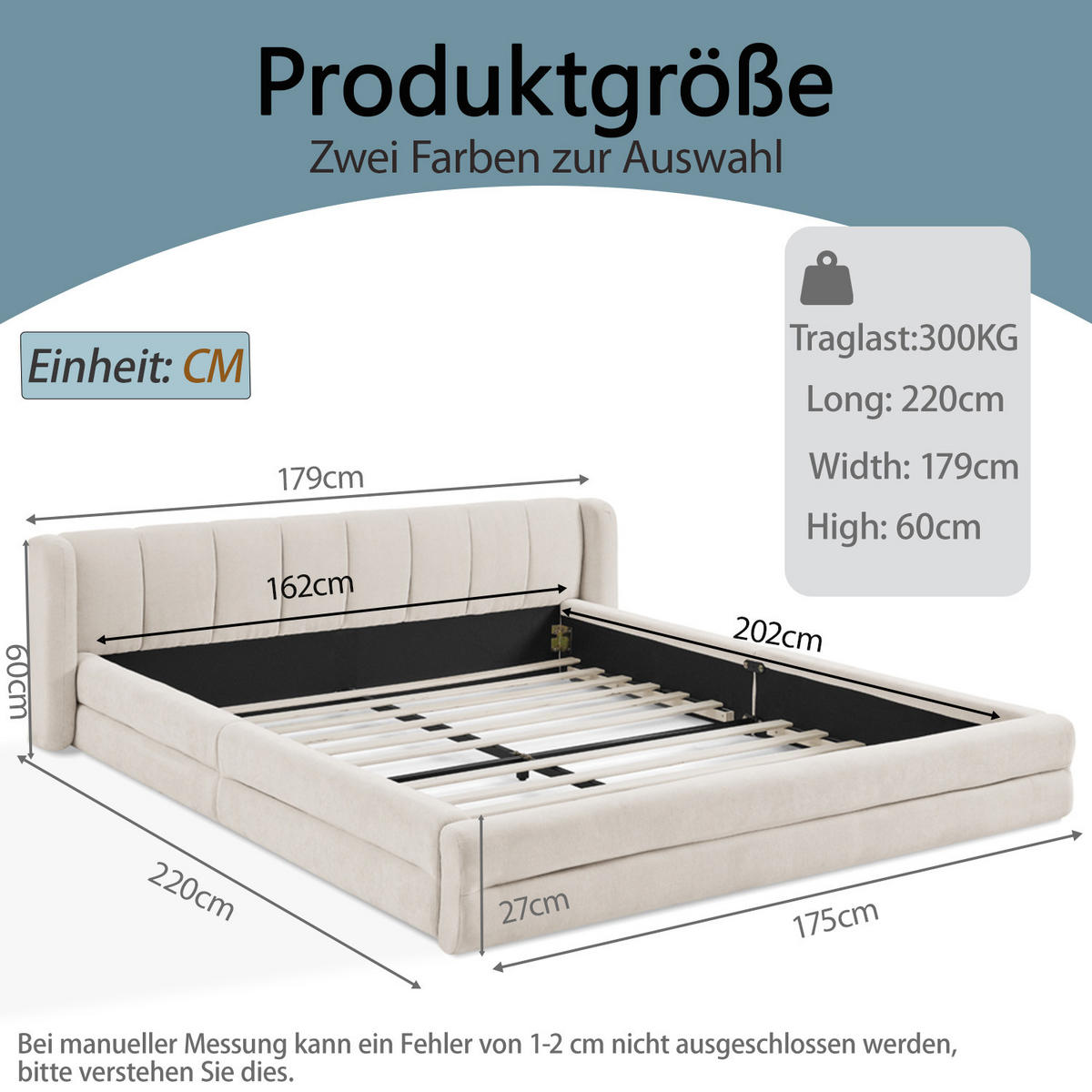 POLSTERBETT 160/200 cm in Beige Stoff - Beige, Holzwerkstoff/Textil (160/200cm) - WISHDOR