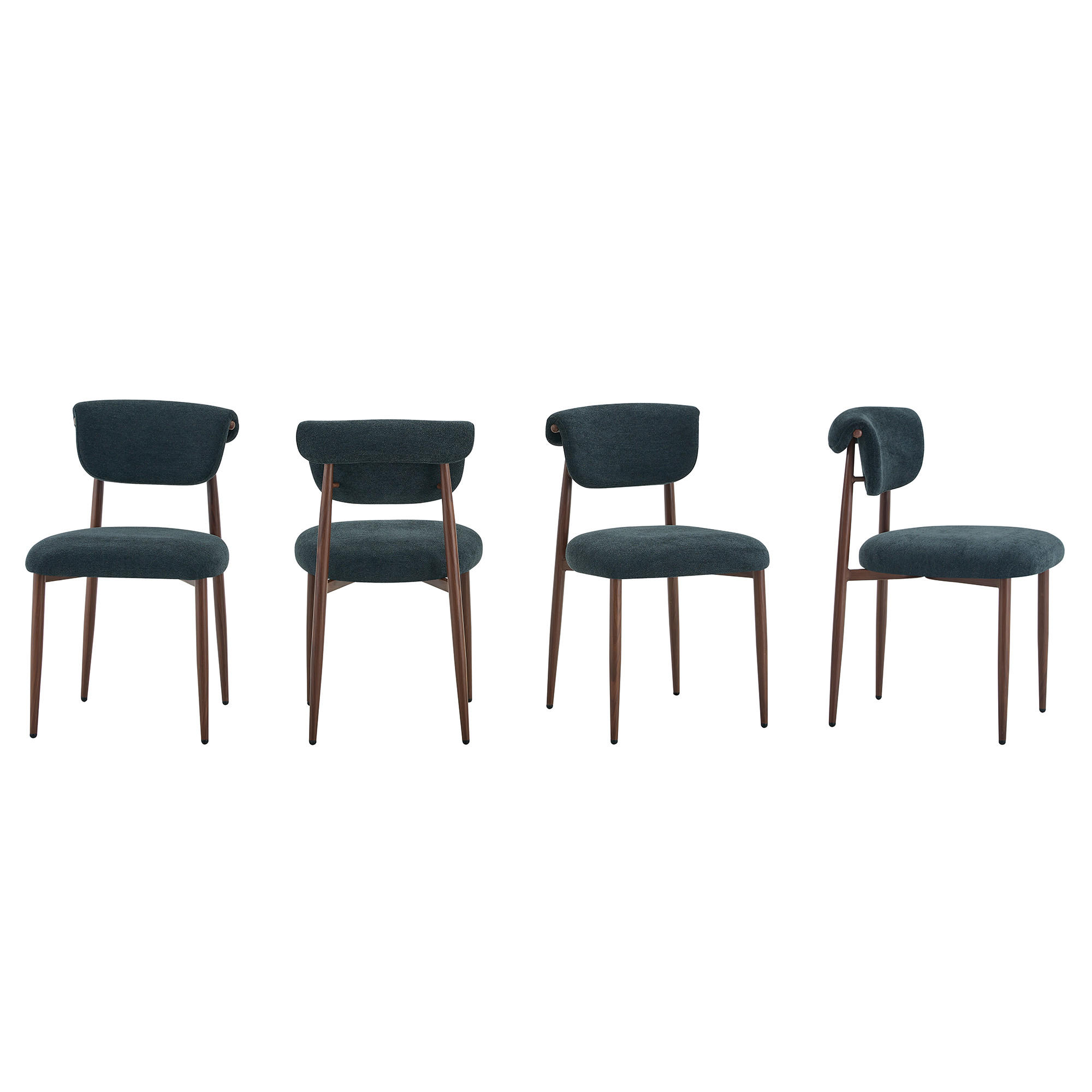 STUHL-SET DE-36452 4 Stück mit gebogener Rückenlehne Schwarz - Schwarz, Metall (58.5/83/48cm) - ComfortXL