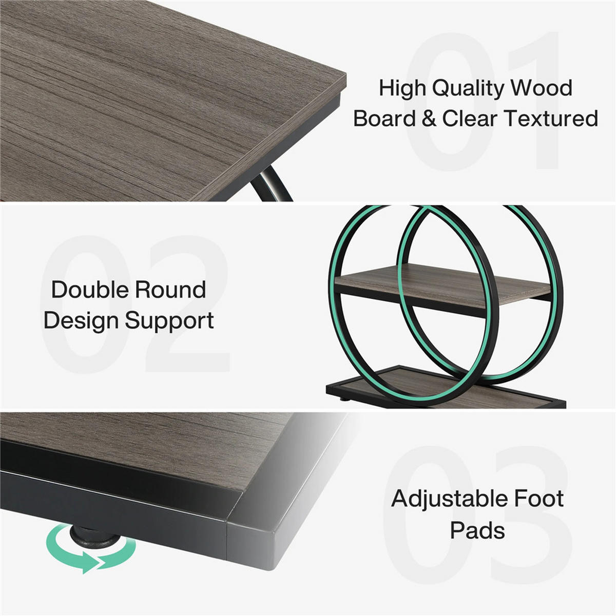 BEISTELLTISCH schmal mit Ablagefächern Holz 60/65/30 cm - Grau, Holz (30/60/65cm) - Kaket