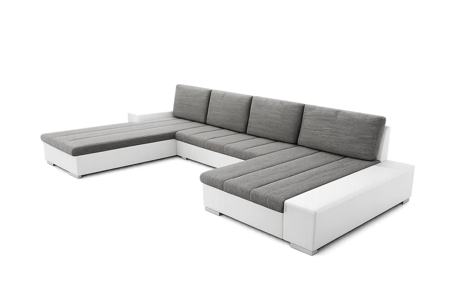 WOHNLANDSCHAFT VERONA U-Form mit Schlaffunktion, Bettkasten und Wellenfederung – Großzügiges Ecksofa 387 cm - Weiß, Kunststoff (387/85/213cm) - Wohnideebilder