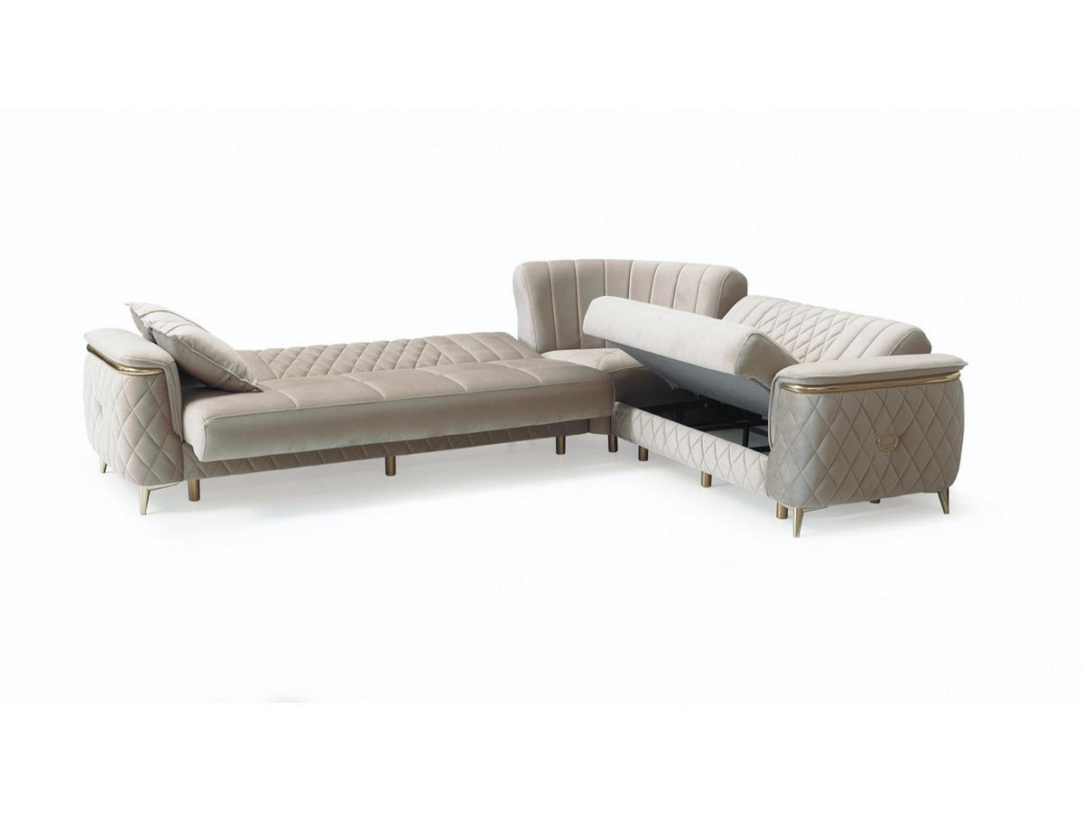 ECKSCHLAFSOFA Pasadena Beige - Langer Schenkel Links - Beige, Holzwerkstoff/Kunststoff (315/245cm)