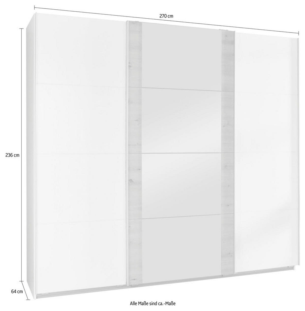 SCHWEBETÜRENSCHRANK Bern Weiß 270 / 64 / 236cm - Weiß, Holz/Holzwerkstoff (270/236/64cm) - Wimex