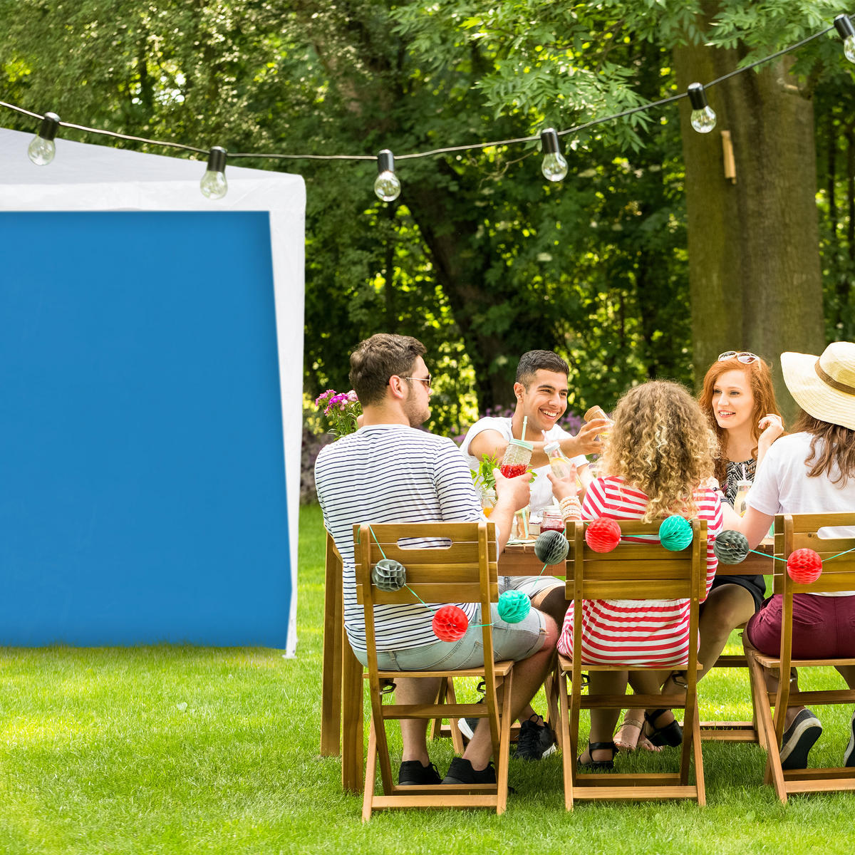 2XPAVILLON-SEITENTEILE - Blau, Kunststoff (300/200/0.1cm) - Relaxdays