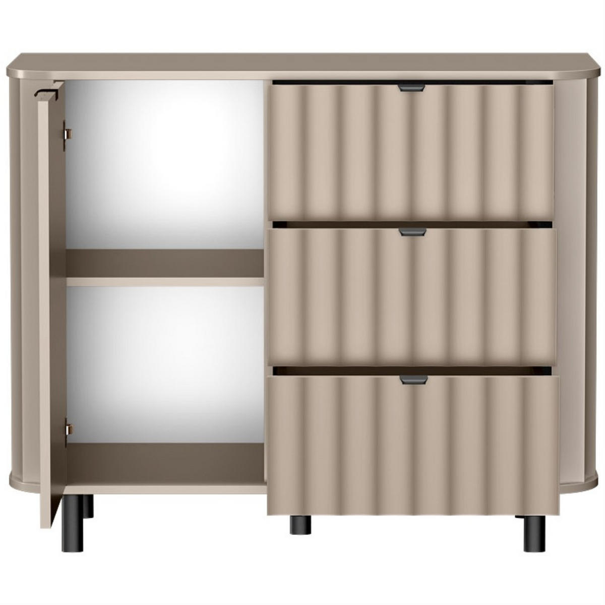 KOMMODE Nevada mit drei Schubladen 118 cm Taupe - Taupe/Schwarz, Holzwerkstoff/Metall (118/91/41cm) - Beautysofa