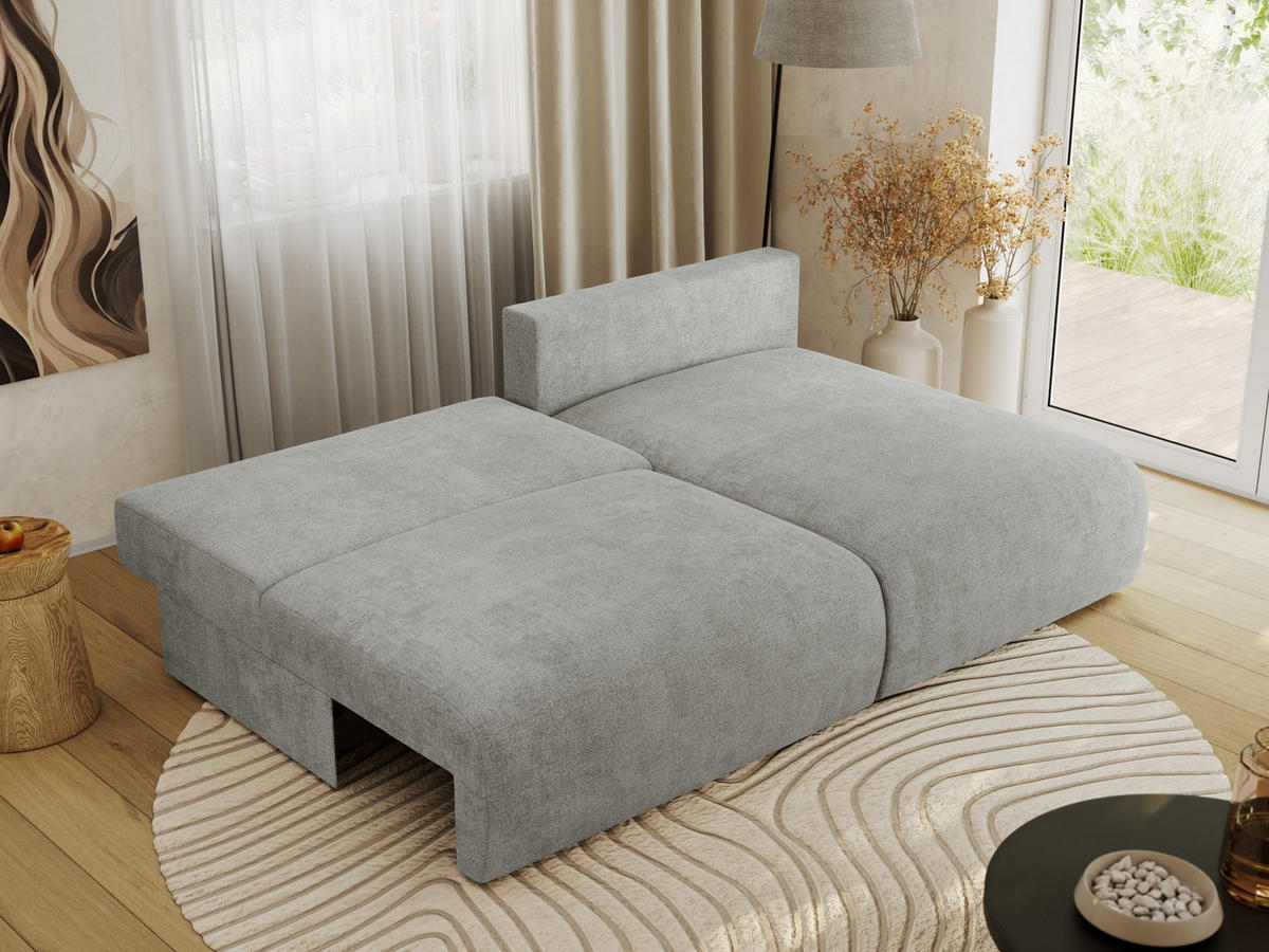 ECKSCHLAFSOFA VIVO L Hellgrau Struktur - rechts - Hellgrau/Schwarz, Kunststoff/Textil (150/223cm) - MKS
