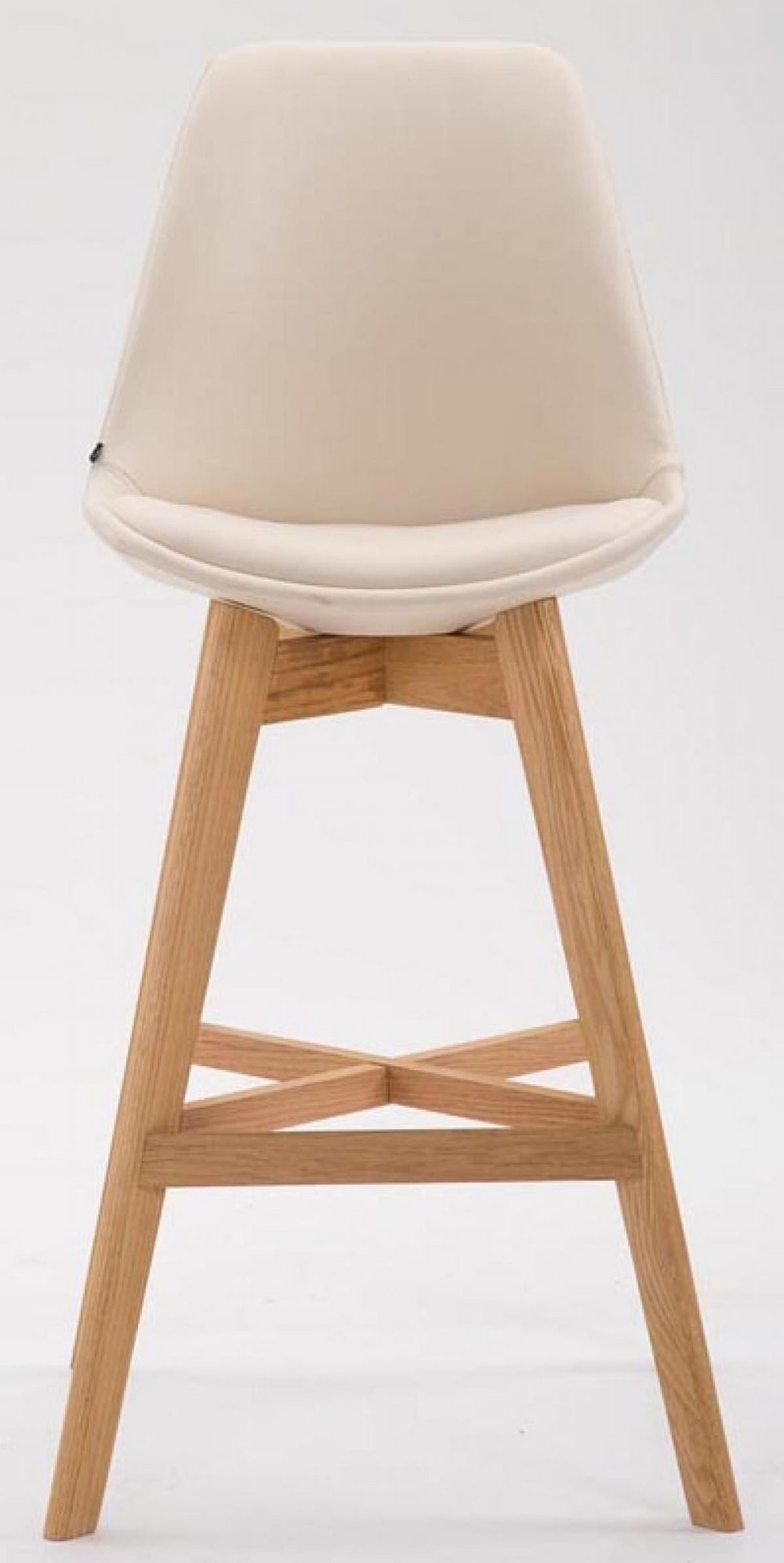 BARHOCKER 2er Set Lederlook creme - Eukalyptusholzfarben/Creme, Holz/Textil (48/112/56cm) - CLP