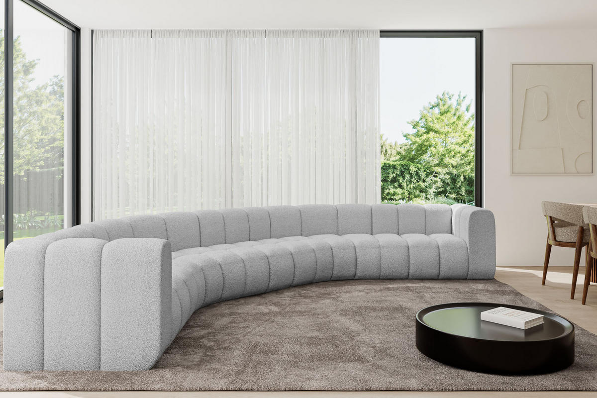 WOHNLANDSCHAFT modulares Sofa Lazro-U1 - 373x373x70 cm Hellgrau - Hellgrau, Holzwerkstoff/Textil (373/70/373cm) - ALTDECOR