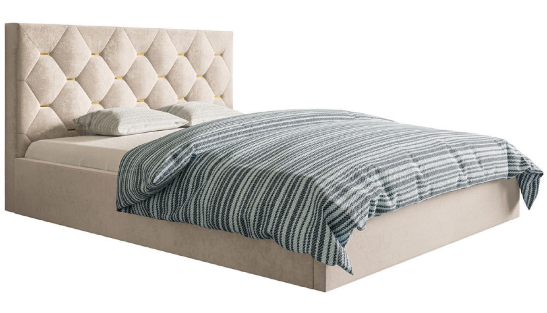 BETT Beige SIM 4 160x200 cm Mit Schlaffunktion Mit Bettkasten - Beige/Goldfarben, Kunststoff/Textil (160/200cm) - Sepro Meble