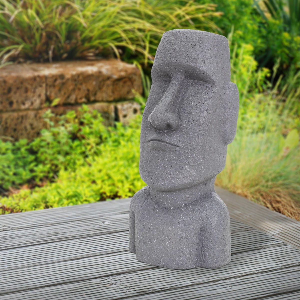 MOAI RAPA NUIL KOPF STATUE Grau 53,5 cm - Grau, Stein (19/53.5/26.5cm) - ECD-Germany