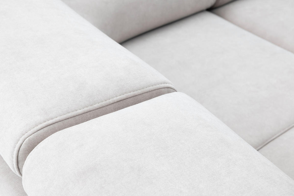 ECKSOFA U-Form PRIAM U Links mit Schlaffunktion 126x270 Velours Cream - Creme/Schwarz, Holz/Textil (350/91/203cm) - Muffo