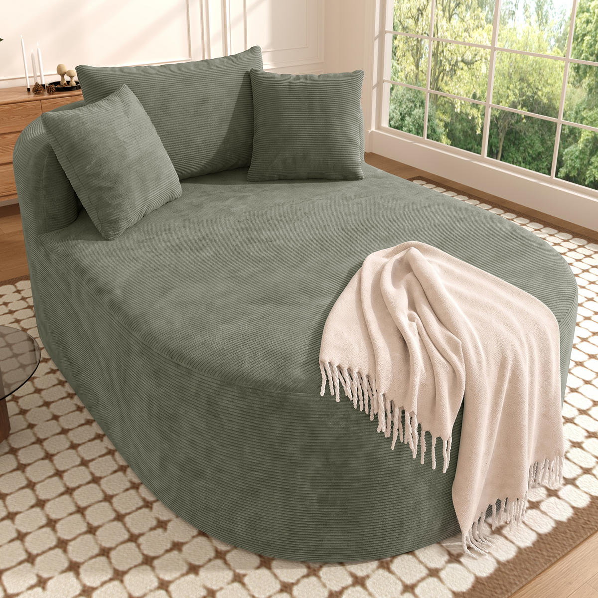 XXL-SESSEL montagefrei mit 122 cm Sitztiefe, DE-42520, Grün - Grün, Textil (170/83/112.5cm) - ComfortXL