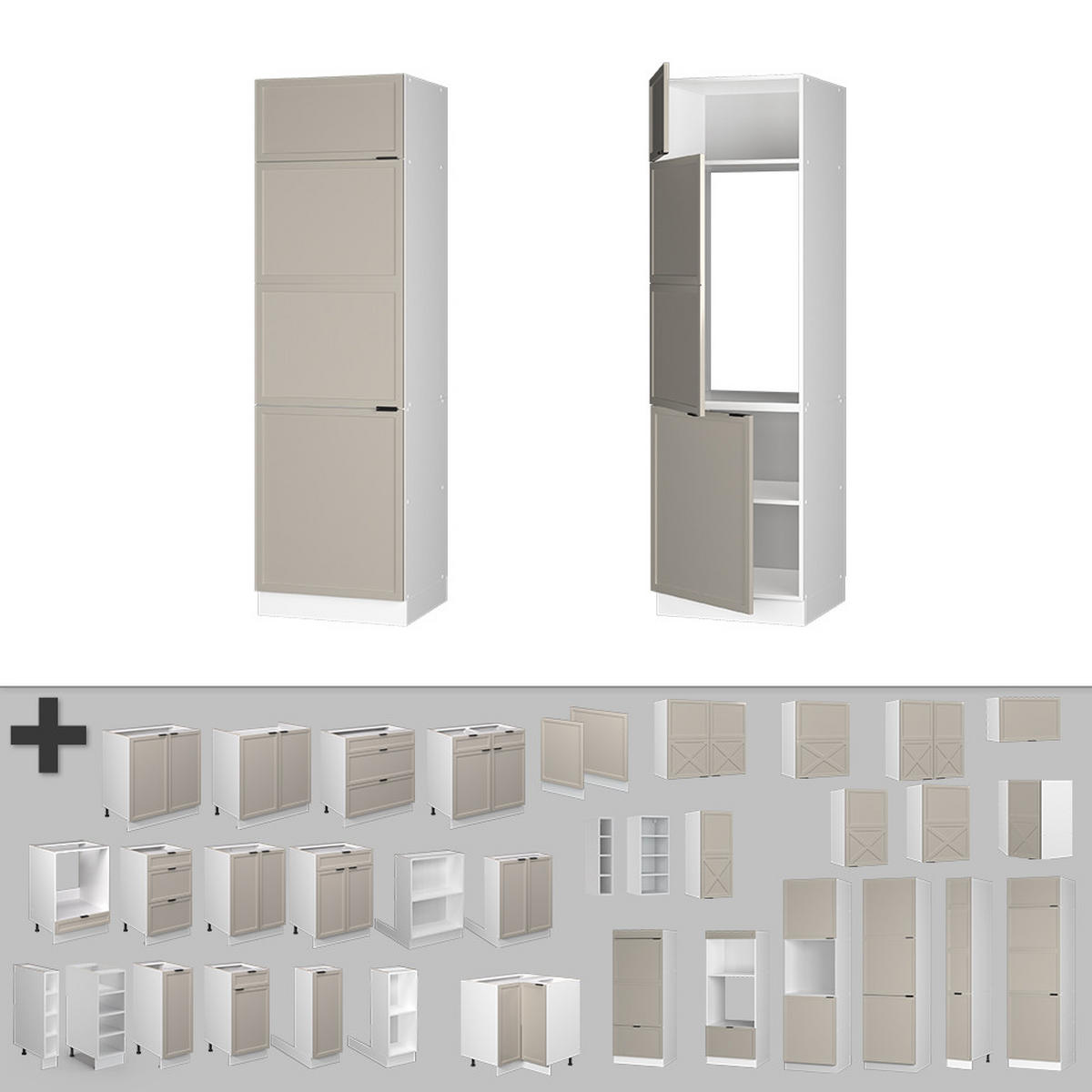 Weiß/Grau, Holzwerkstoff (60/206.8/58.1cm) - Vicco