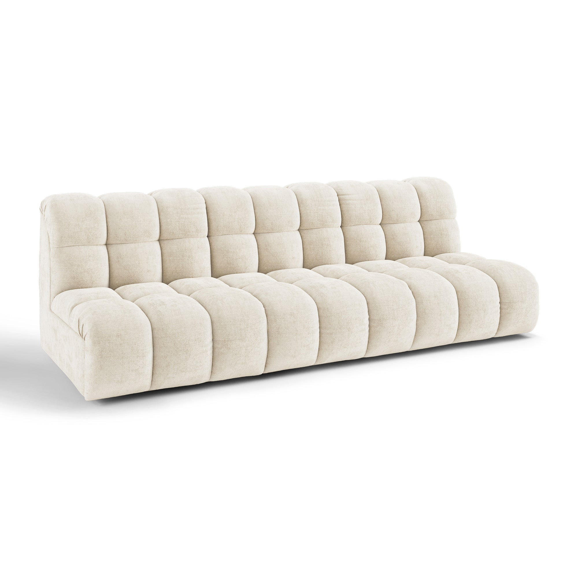 SOFA SEVEN Geprägter Samt Creme 243cm - Creme, Textil (243/231/294cm) - Premium Interiors