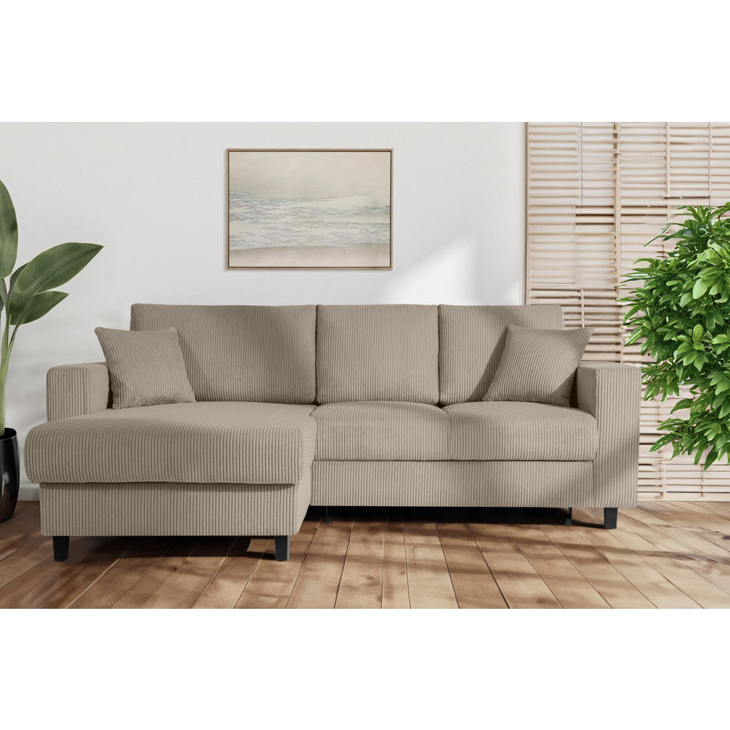 Thumbnail - Konsimo® Eckschlafsofa, Beige, Textil, L-Form,L-Form, 234x90 cm, Hergestellt in Europa, Wohnzimmer, Sofas & Couches, Woh...
