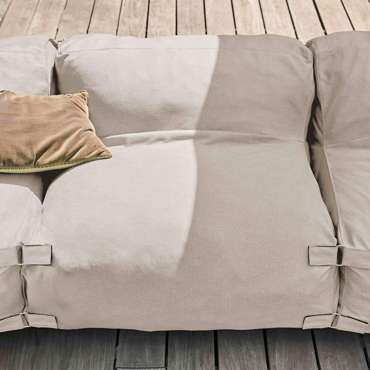 GARTENSOFA mit 4 Sitzplätzen, Sandfarbe - Beige, Textil - Oviala