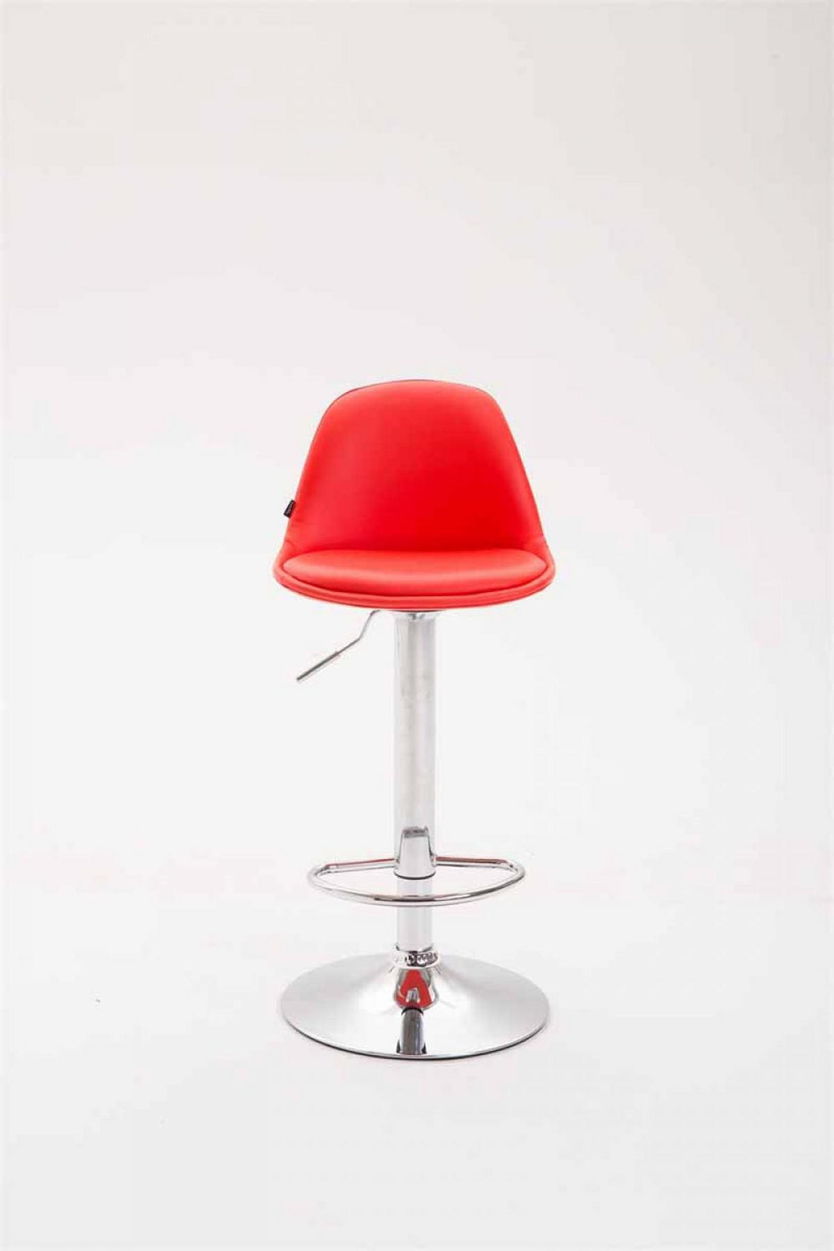 BARHOCKER Lederlook rot - Chromfarben/Rot, Textil/Metall (39/82/43cm) - CLP