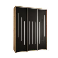 SCHWEBETÜRENSCHRANK 235,2/200/45 3-türig - Silberfarben/Schwarz, Holz/Metall (200/235/45cm) - Abiks Möbel