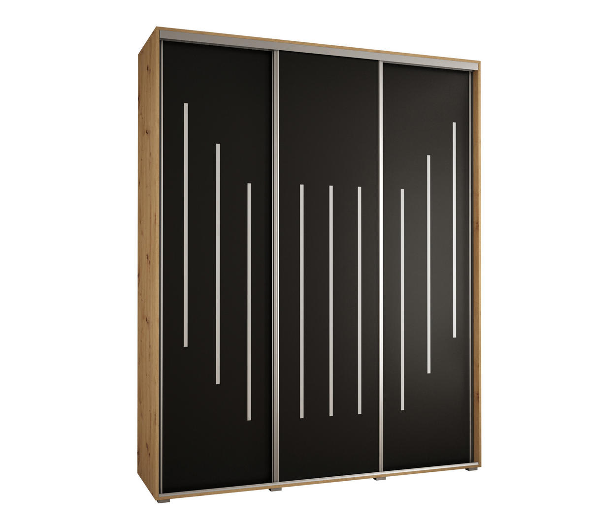 SCHWEBETÜRENSCHRANK 235,2/200/45 3-türig - Silberfarben/Schwarz, Holz/Metall (200/235/45cm) - Abiks Möbel