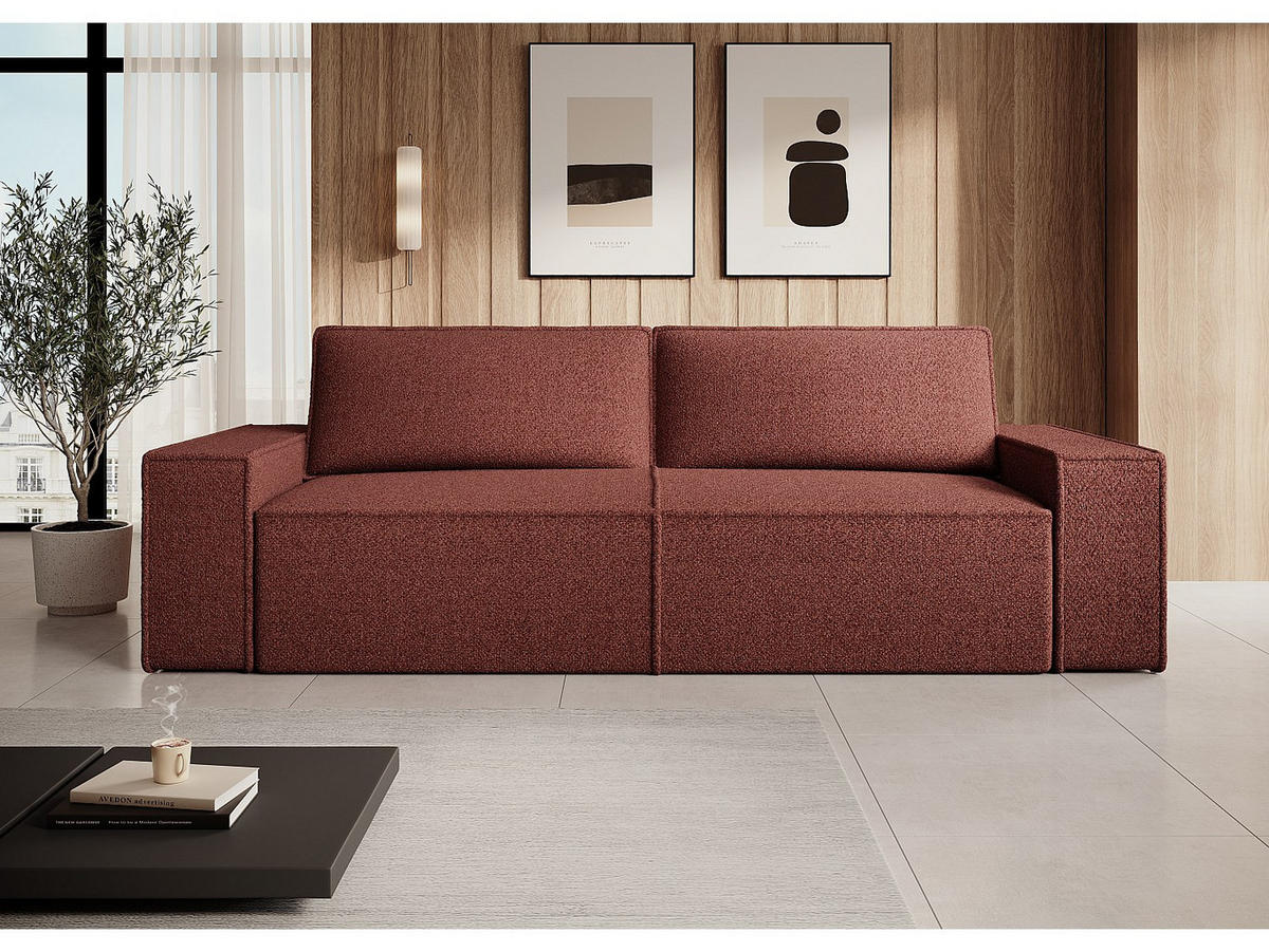 SCHLAFSOFA - 4 Personen - Stoff - Bordeaux - - Bordeaux, Textil (257/85/102cm) - Vente-Unique