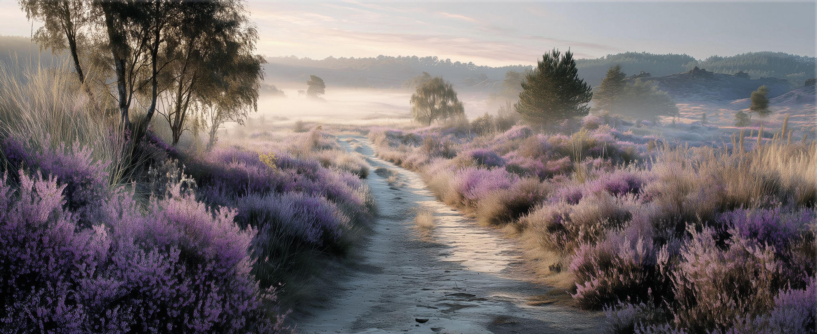 GLASBILD 125x50 cm Natur lila ruhig - Beige, Glas (125/50cm) - artissimo