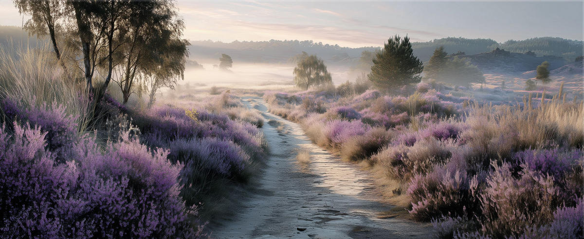 GLASBILD 125x50 cm Natur lila ruhig - Beige, Glas (125/50cm) - artissimo