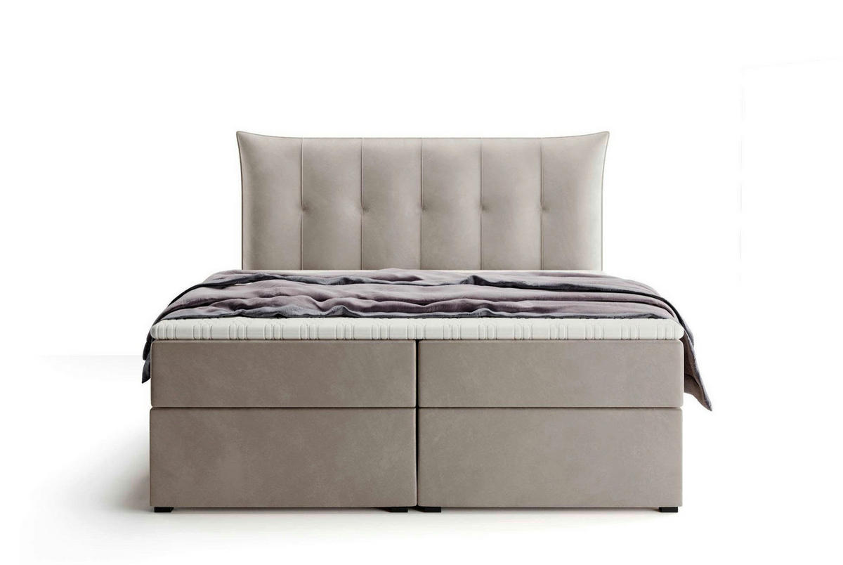 BOXSPRINGBETT PREMIUM 10, 160 x 200 cm, Bettkasten, H3, beige - Beige, Textil (160/200cm) - Labett