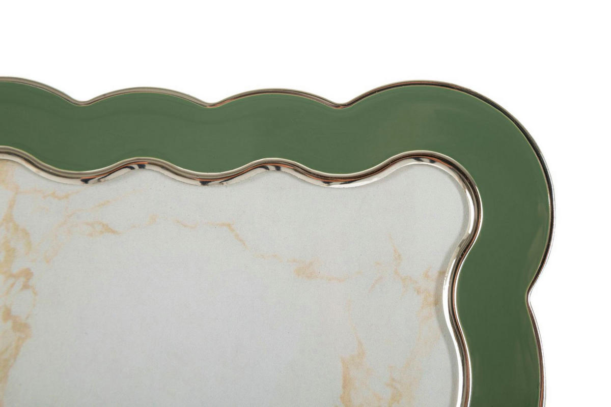 BILDERRAHMEN Charlotte, Fotoformat 12,5 x 17,5 cm, grün und silberfarben, Zink und Glas, Rahmen 15,7 x 1,3 x 21,1 cm - Silberfarben/Grün, Glas/Metall (15.7/21.1/1.3cm) - Mauro Ferretti