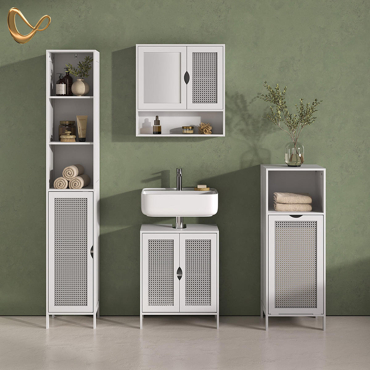 MIDI OMARICA Mincio, Bela, 36 x 98 cm s košaro za perilo - bela, leseni material (36/98/33cm) - Livinity®