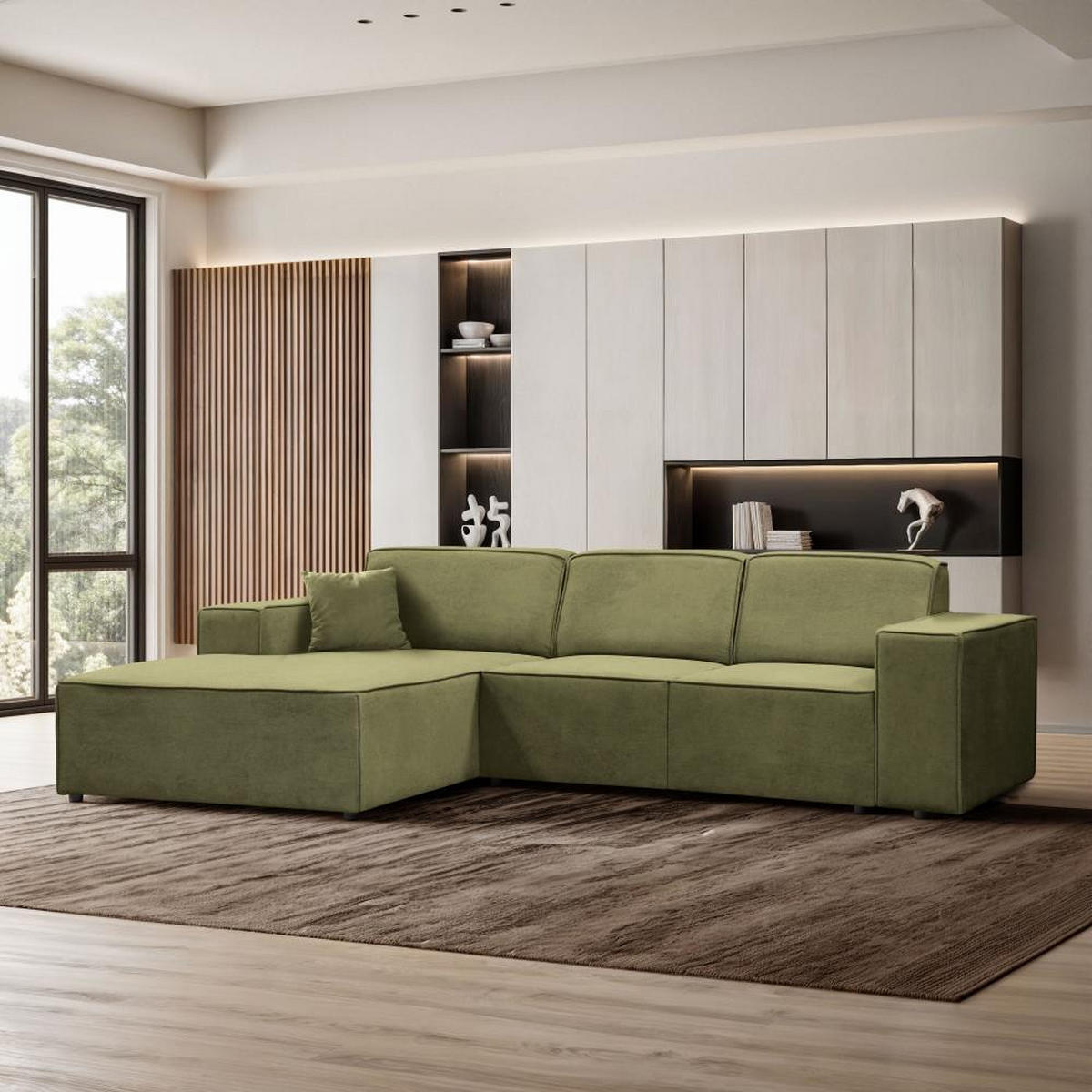 ECKSOFA ohne Schlaffunktion Pedro L hellgrün links - Schwarz/Hellgrün, Kunststoff/Textil (267/170cm) - Beautysofa