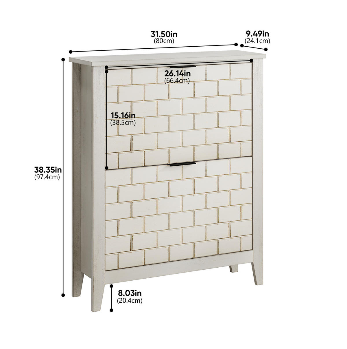 SCHUHSCHRANK 80 cm Retro-Weiß aus MDF mit 2 Klappfächern - Weiß, Holzwerkstoff (80/97.5/24cm) - OKWISH