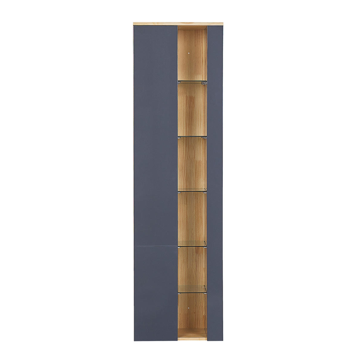 BADMÖBEL Set 3-teilig grau/heller Holzfarbton Figueres - Hellbraun/Grau, Holzwerkstoff (44/59/79cm) - Beliani