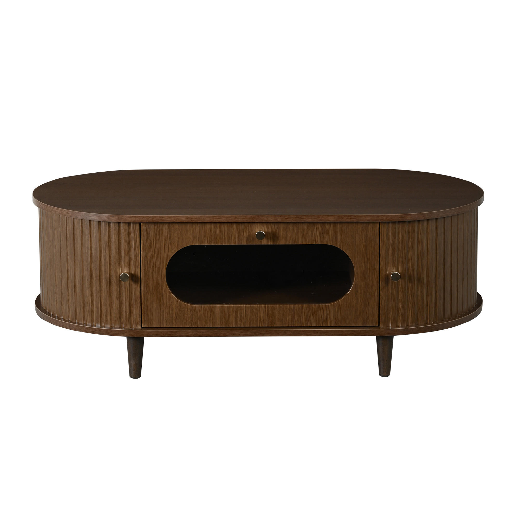 COUCHTISCH 100/50/36 cm Walnuss aus MDF mit Schublade und Rollladentüren - Nussbaumfarben, Holzwerkstoff (100/50/36cm) - OKWISH