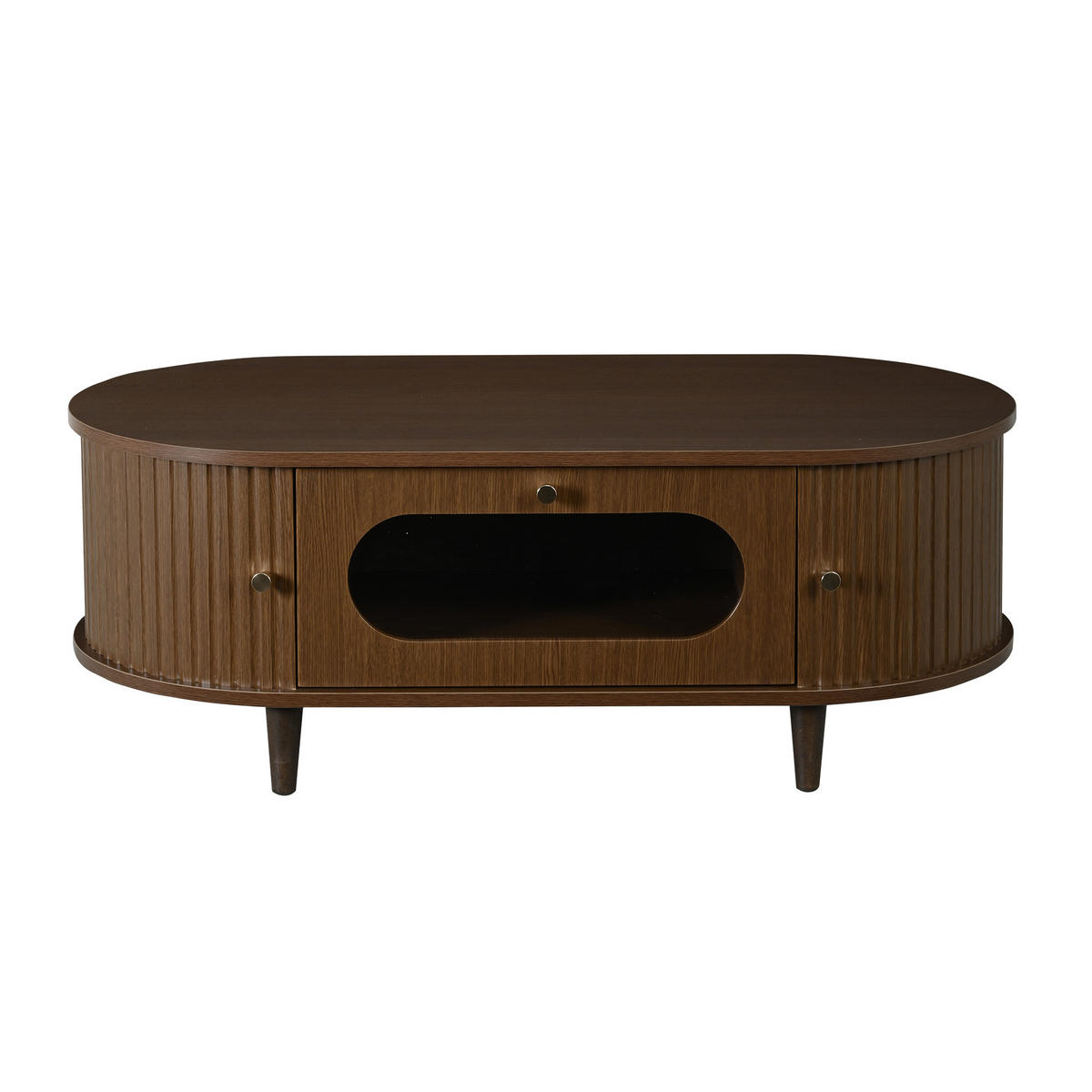 COUCHTISCH 100/50/36 cm Walnuss aus MDF mit Schublade und Rollladentüren - Nussbaumfarben, Holzwerkstoff (100/50/36cm) - OKWISH