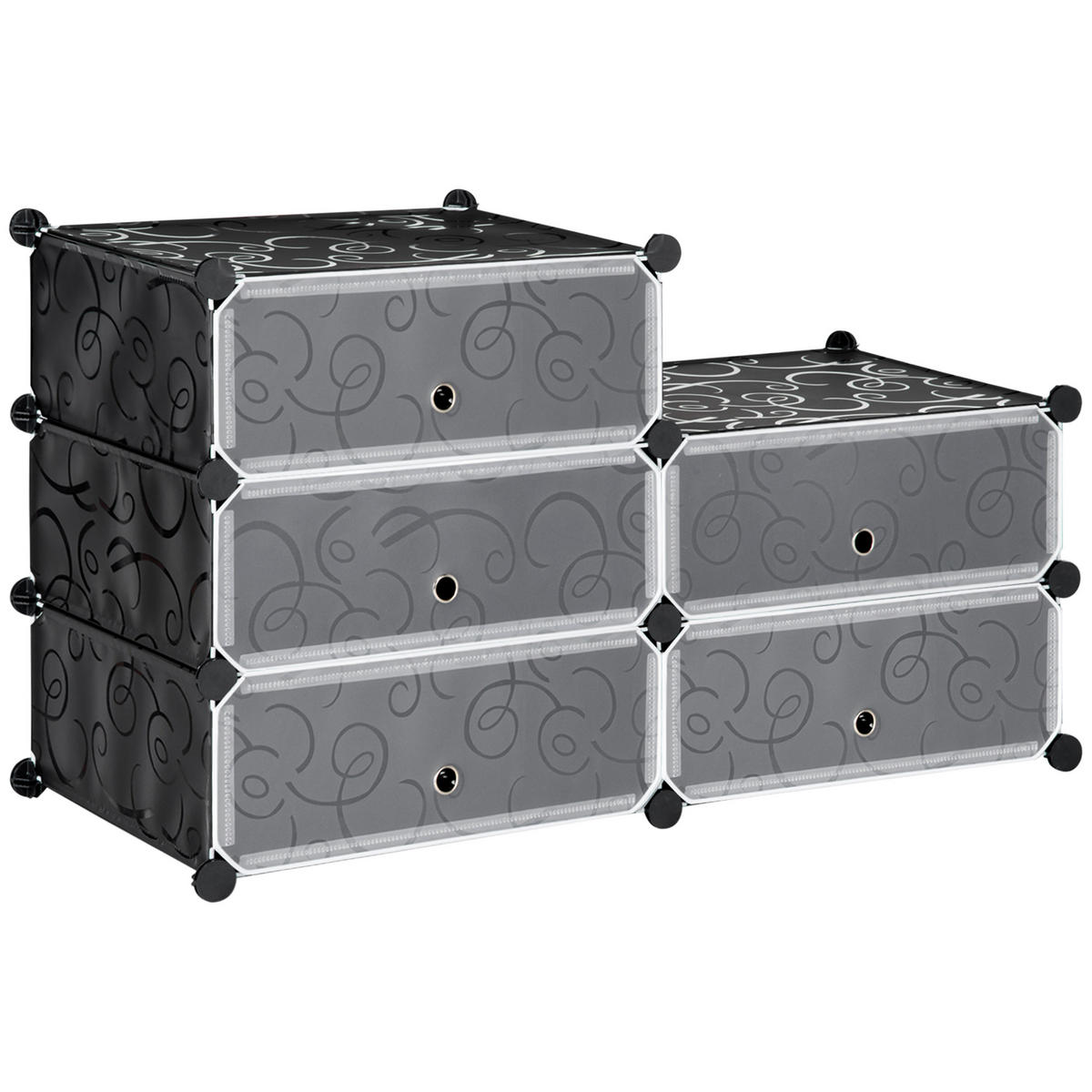 SCHUHSCHRANK Schwarz 6 Fächer 49/36,5/108 cm - Schwarz, Kunststoff (49/108/36.5cm) - PANGIVO