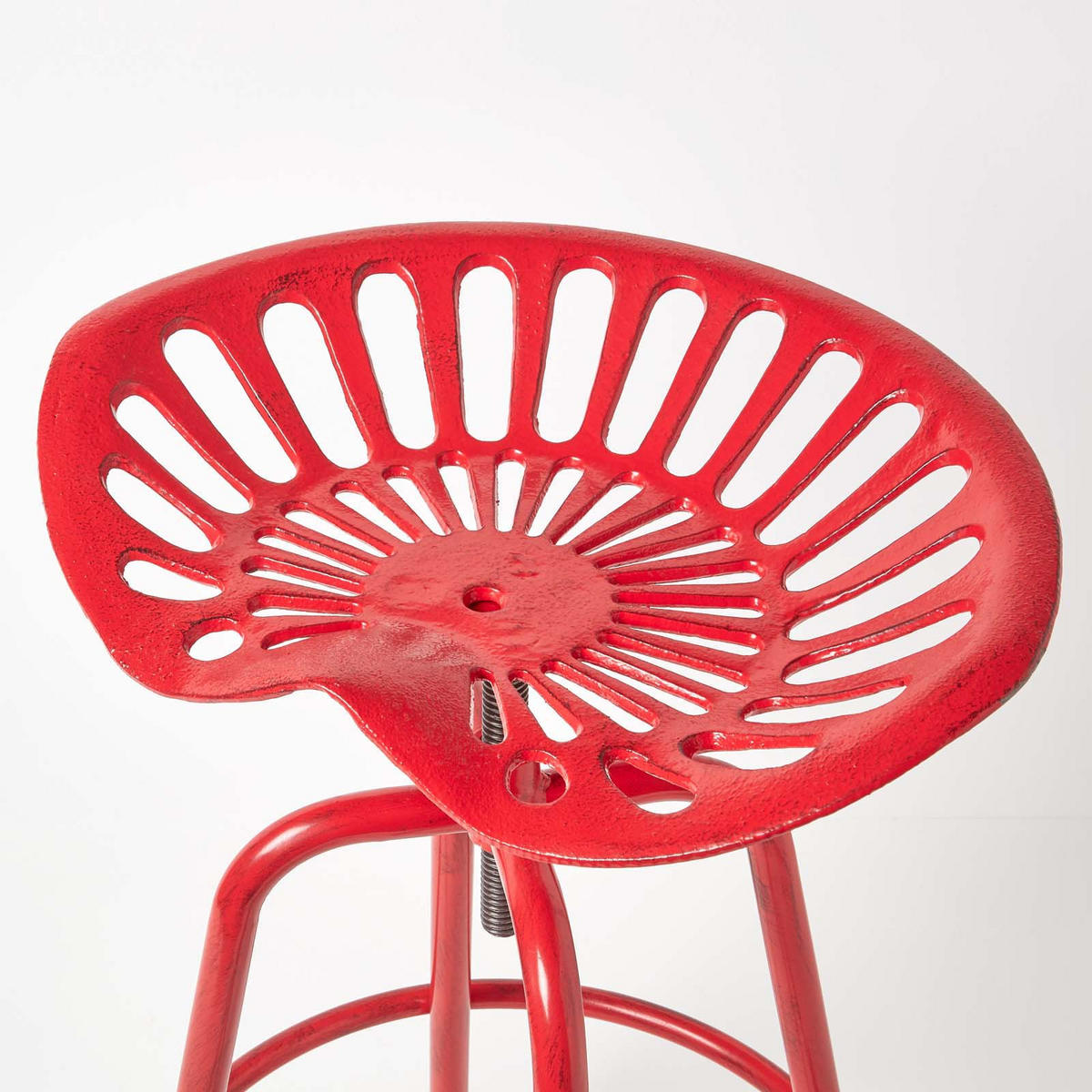 BARHOCKER Traktorsitz, Metall im Vintage-Look, höhenverstellbar - Rot, Metall (47/74/50cm) - Homescapes