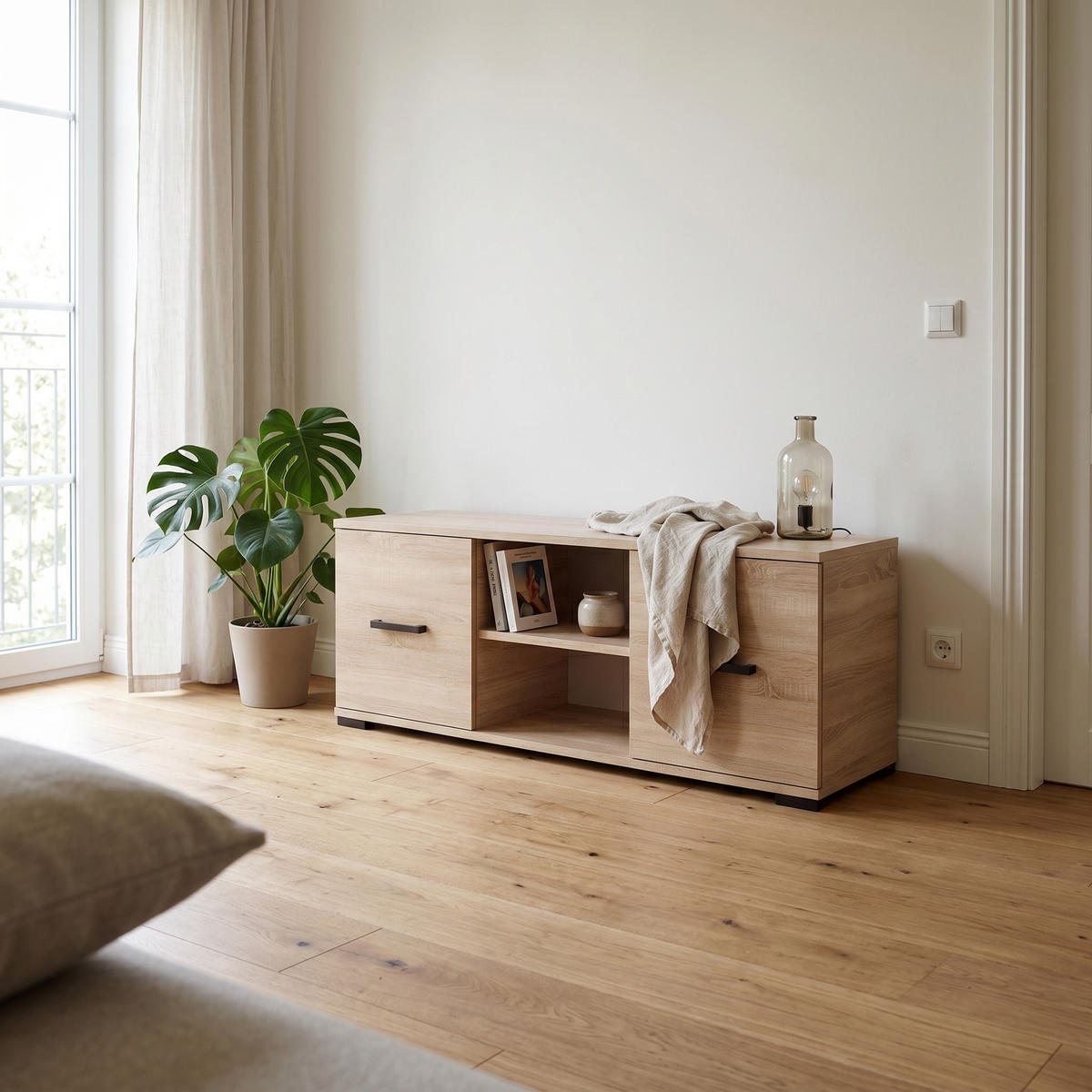 LOWBOARD ALBANO 122/44/40 cm, Eiche Artisan - Eiche Artisan, Holzwerkstoff (122/44/40cm) - MASSENO