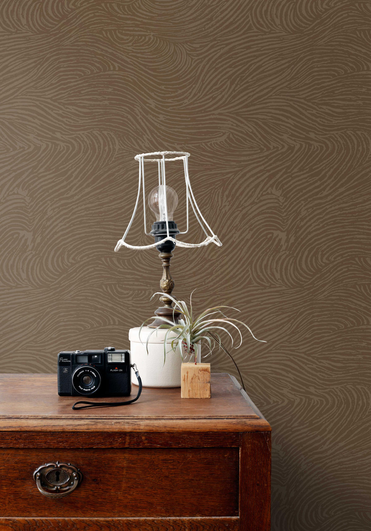 TAPETE 3d Wellenförmige Linien 50 x 900 cm - Braun, Papier (50/900cm) - ESTAhome