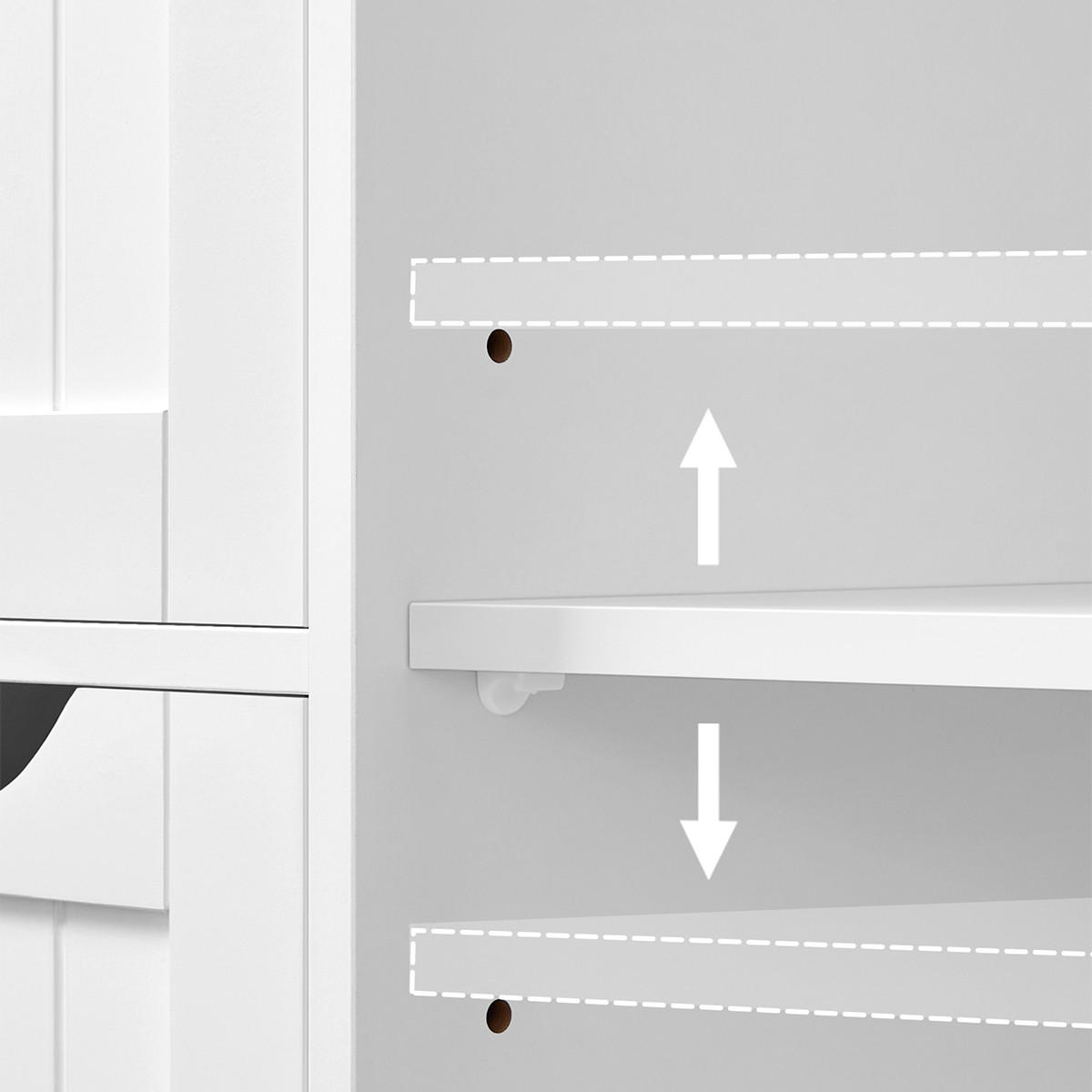 BADEZIMMERSCHRANK mit Doppelspiegeltür, Wandschrank, Aufbewahrungsschrank, wandmontierter Aufbewahrungsschrank, höhenverstellbare Regale, 56 x 13 x 58 - Weiß, Holzwerkstoff (30/81/88cm) - Calicosy