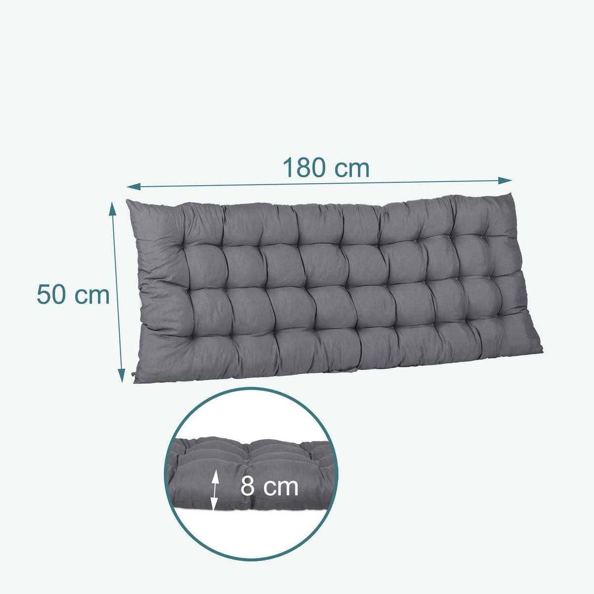 LAVIČKOVÝ sedák - sivá, textil/plast (50/8/180cm) - Relaxdays