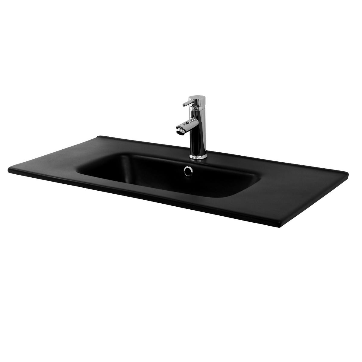 WASCHBECKEN - Schwarz, Keramik (81/16.5/46cm) - ML-DESIGN