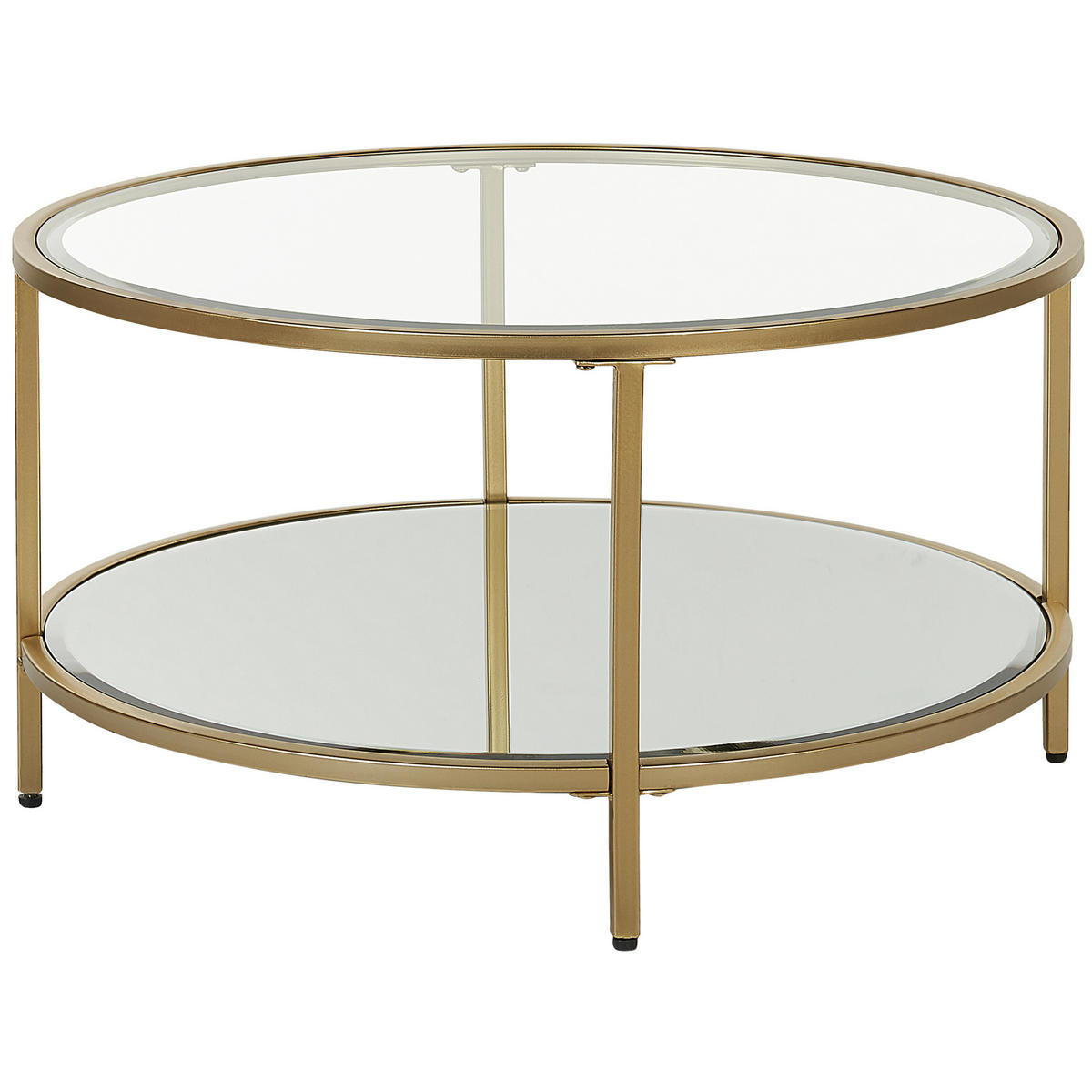 COUCHTISCH Glas/Metall gold 70 cm Birney - Transparent/Goldfarben, Glas (70/70/40cm) - Beliani