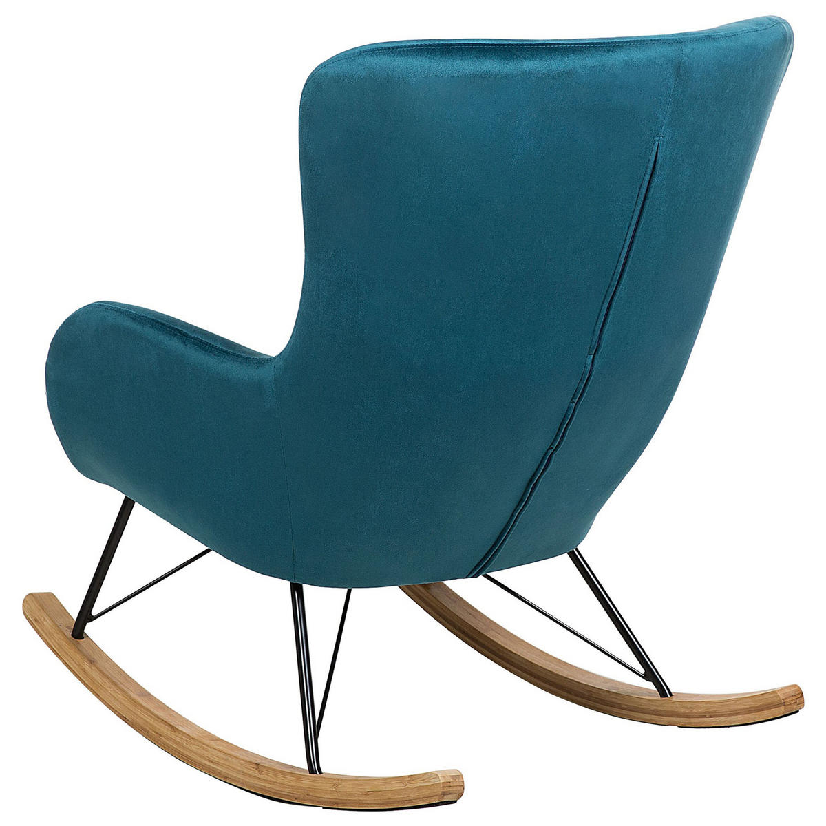 SCHAUKELSESSEL Samtstoff Seeblau Ellan - Blau/Hellbraun, Textil (71/97/90cm) - Beliani