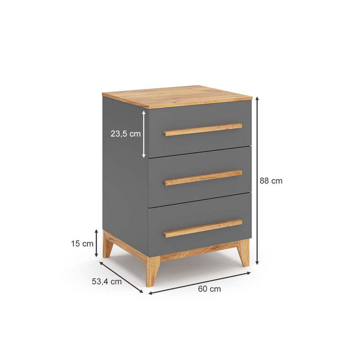 KREDENC Malia Šedá - šedá, kompozitní dřevo (53.4/88/60cm) - VitaliSpa