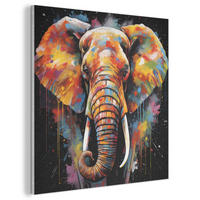 AKUSTIKBILD Elefant - Graffiti - Schwarz - Tiere - Farben Akustikpaneele 80x80 cm - Schwarz, Kunststoff (80/80/0.9cm) - MuchoWow