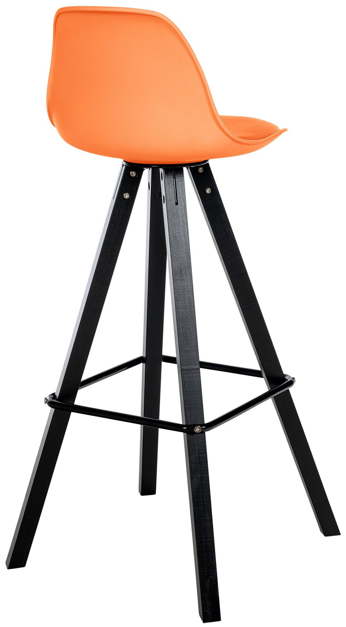 BARHOCKER Lederlook orange - Schwarz/Orange, Holz/Textil (38/99/44cm) - CLP