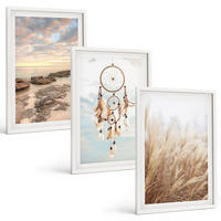 BILDER SET 3er Set - 40x60 cm Weißer Rahmen - Wolkenmeer, Traumfänger, Gras - Weiß, Kunststoff (40/60cm) - TULUP