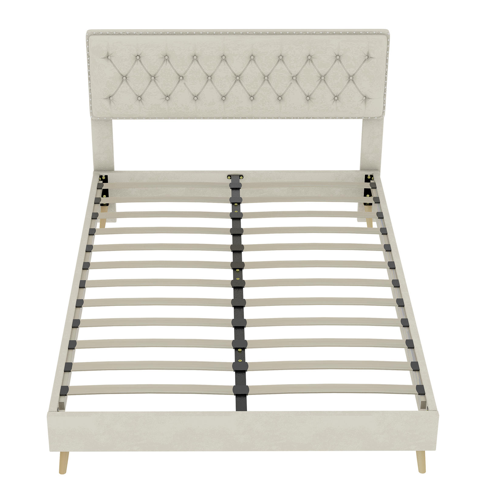 POLSTERBETT 140/200 cm DE-35451 mit weichem Kopfteil Beige - Beige, Metall (140/200cm) - ComfortXL