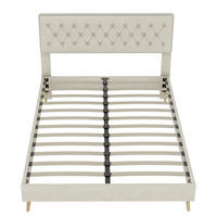 POLSTERBETT 160/200 cm DE-35451 mit weichem Kopfteil Beige - Beige, Metall (160/200cm) - ComfortXL
