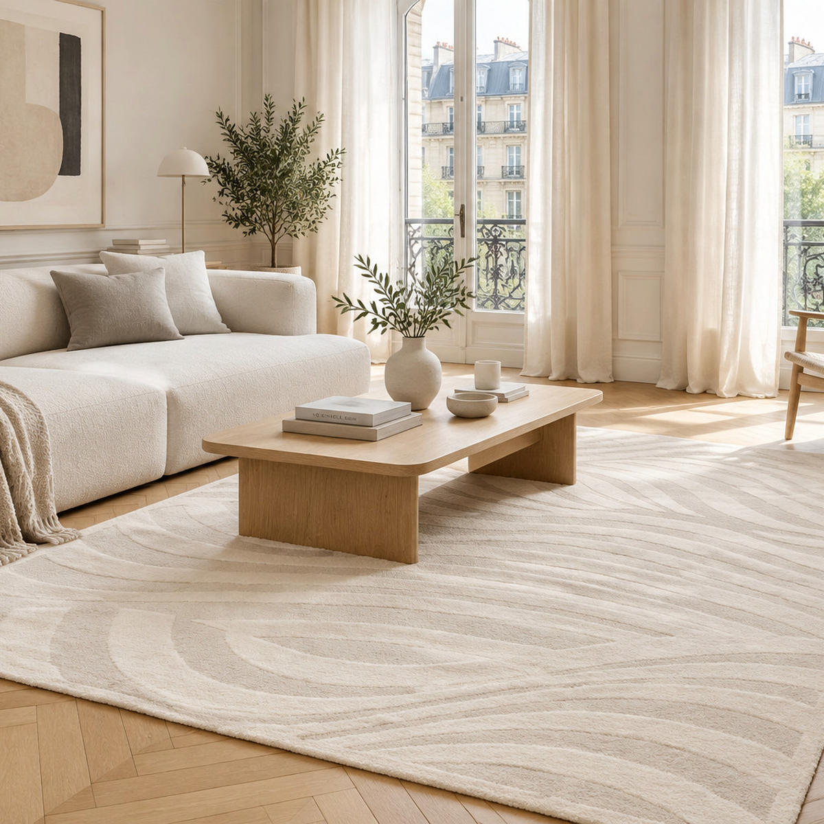 TEPPICH mit sehr weichem Reliefeffekt weiss - Weiß, Textil (200/290cm) - AFK Living