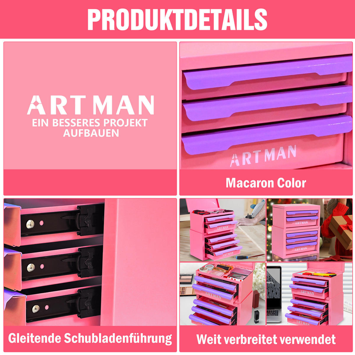 KOMBINATIONSKOFFER – Violett-Rosa, 2+3 Ebenen - Multicolor, Metall (15.8/32/28.5cm) - DCA